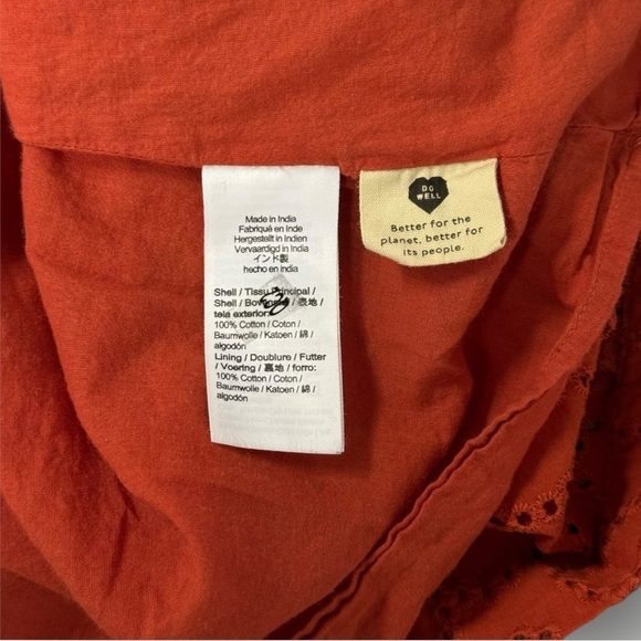 Madewell Plus Eyelet Ruffle-Sleeve Mini Dress Sz 2X Fresh Chili - Picture 9 of 9